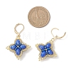 Clover Glass Seed & Synthetic Imperial Jasper Woven Leverback Earrings EJEW-MZ00658-02-4