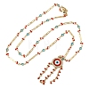 Boho Brass Resin Layered Tassel Red Evil Eye Pendant Necklaces NJEW-L014-04G-4