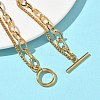 304 Stainless Steel Curb & Cable Chain Double Layer Bracelets for Women BJEW-G779-05G-2