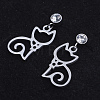 201 Stainless Steel Kitten Dangle Stud Earrings EJEW-T008-JN742-1