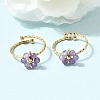 Adjustable 304 Stainless Steel Natural Amethyst Cuff Open Rings RJEW-P187-01G-01-1