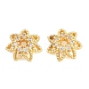 Christmas Brass Clear Cubic Zirconia Beads KK-B186-04G-1