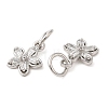 Rack Plating Brass Pave Clear Cubic Zirconia Flower Charms KK-Z026-11P-2