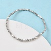 Brass Round Beaded Stretch Bracelets for Men Women BJEW-B148-05A-P-2