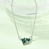 Brass Pave Cubic Zirconia Rectangle and Heart Pendant Cable Chain Necklaces LS-KK-CBAB173-04P-09-3