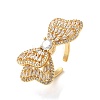 Brass Pave Cubic Zirconia  Open Cuff Rings for Women RJEW-M169-04G-3