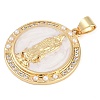 Rack Plating Brass Micro Pave Clear Cubic Zirconia Pendants KK-P287-36A-G-2