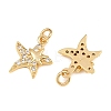 Brass Micro Pave Clear Cubic Zirconia Charms KK-Q085-02E-G-2