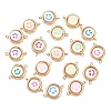 CCB Plastic Frame with Polymer Clay Smiling Face Beads Flat Round Links Connector Charms KK-D103-10G-G-1