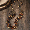 Bohemian Ethnic Style Wood Beaded Multilayer Necklaces & Dangle Earrings Sets WG82ABA-08-1