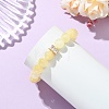 Round Natural Golden Silk Jade & Brass Micro Pave Cubic Zirconia European Beads Stretch Bracelets for Women BJEW-JB14057-2