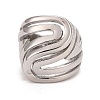 304 Stainless Steel Wave Chunky Ring RJEW-B040-11P-2