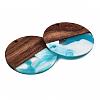 Transparent Resin & Walnut Wood Pendants RESI-T035-35B-3