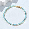 Synthetic Turquoise Tennis Bracelets KK-CBA964F-01G-04-2