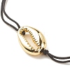 Alloy Shell Shape Braided Bead Bracelet for Women BJEW-JB08303-4