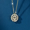 Clover 304 Stainless Steel Rhinestone Pendant Necklaces for Women LS-NJEW-M107-03G-1