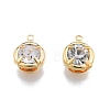 Brass Micro Pave Clear Cubic Zirconia Charms KK-G432-03G-2