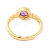Round Natural Amethyst Adjustable Rings RJEW-Q817-03G-06-3