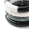 Opaque Chunky Acrylic Curved Tube Beads Stretch Bracelets for Men Women BJEW-JB07317-8