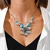 Bohemian Style Alloy with Synthetic Turquoise Pendant Necklaces FS-WG9CEC0-03-2