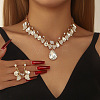Alloy & Rhinestone & Glass Pendant Necklaces & Stud Dangle Earrings FS-WGB9FAE-04-1
