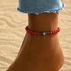 Alloy & Round Synthetic Turquoise Beaded Anklets WG98812-09-1