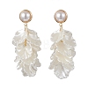 Petaline Brass ABS Plastic Imitation Pearl Dangle Stud Earrings EJEW-TA00777-3