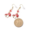 Red Alloy Enamel Mushroom with Glass Beaded Dangle Earrings EJEW-JE05049-4