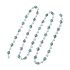2Pcs 2 Colors Synthetic Turquoise & Glass Pearl Link Chains AJEW-JB01594-02-2