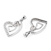 Rhodium Plated 925 Sterling Silver Micro Pave Clear Cubic Zirconia Pendants STER-T007-49P-2