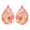 Spray Painted 430 Stainless Steel Filigree Pendants STAS-TAC0004-57E-1