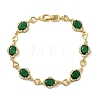 Heart & Oval Brass Micro Pave Cubic Zirconia Link Chain Bracelets for Women BJEW-A163-03G-04-4