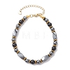 Natural Eyeless Obsidian & Synthetic Non-Magnetic Hematite Beaded Bracelets for Women BJEW-JB12941-02-1