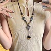 Alloy & Porcelain Beaded Flower Tassel Pendant Long Bib Necklaces for Women WG23FEE-01-2