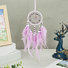1Pc Natural Gemstone Chips Woven Net/Web with Feather Hanging Ornaments AJEW-CN0005-48B-4