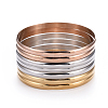 Fashion Tri-color 304 Stainless Steel Buddhist Bangle Sets BJEW-L664-024D-M-7