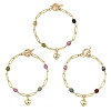 Brass Heart Charm Bracelets BJEW-JB13880-3