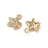 Brass Micro Pave Clear Cubic Zirconia Charms KK-P355-06G-2