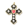 Brass Enamel with ABS Plastic Imitation Pearl Pendants LS-KK-Z153-16G-03-1