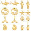 16Pcs 8 Styles Ocean Theme 304 Stainless Steel Pendants STAS-BBC0010-83-1
