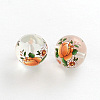 Flower Picture Transparent Glass Round Beads GFB-R004-14mm-U05-1