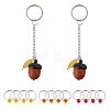 2Pcs Wooden Acorn Box with Alloy Enamel Leaf Pendant Counter Chains KEYC-CO00001-1