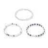 3Pcs 3 Style Glass Seed Rectangle Tile Stretch Bracelets Set BJEW-JB09038-4