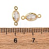 Brass Pave Clear Cubic Zirconia Connector Charms KK-Z121-06G-04-3