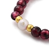 Mozambique Import Natural Garnet Round Beads Stretch Rings RJEW-B065-01-3