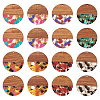 16Pcs 8 Colors Transparent Resin & Walnut Wood Pendants RESI-TA0002-10-2