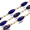 Handmade Brass & Glass Beaded Link Chains CHC-Q021-04B-G-1