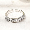 Brass with Cubic Zirconia Cuff Rings for Women RJEW-B160-07A-P-1