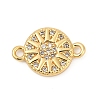 Brass Micro Pave Clear Cubic Zirconia Sun Connector Charms KK-P302-12G-1