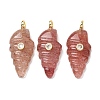 Natural Strawberry Quartz Carved Pendants G-H357-04G-05-1